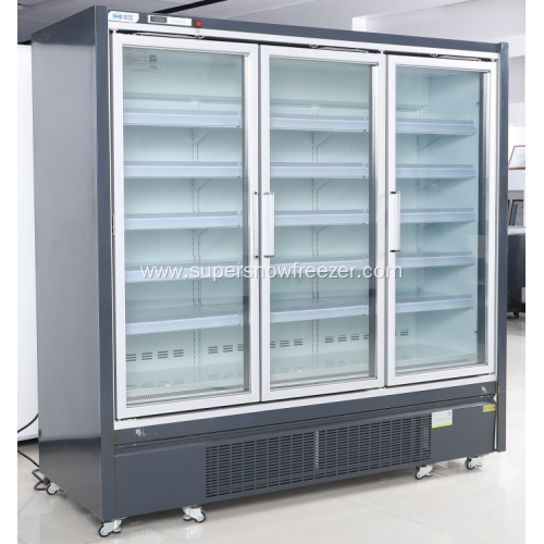 supermarket upright glass door display freezer cabinet